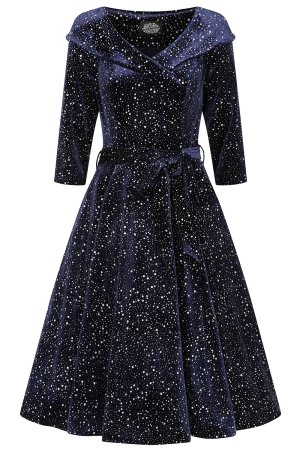 Pheobe Velvet Sparkle Swing Dress in Extended Sizing